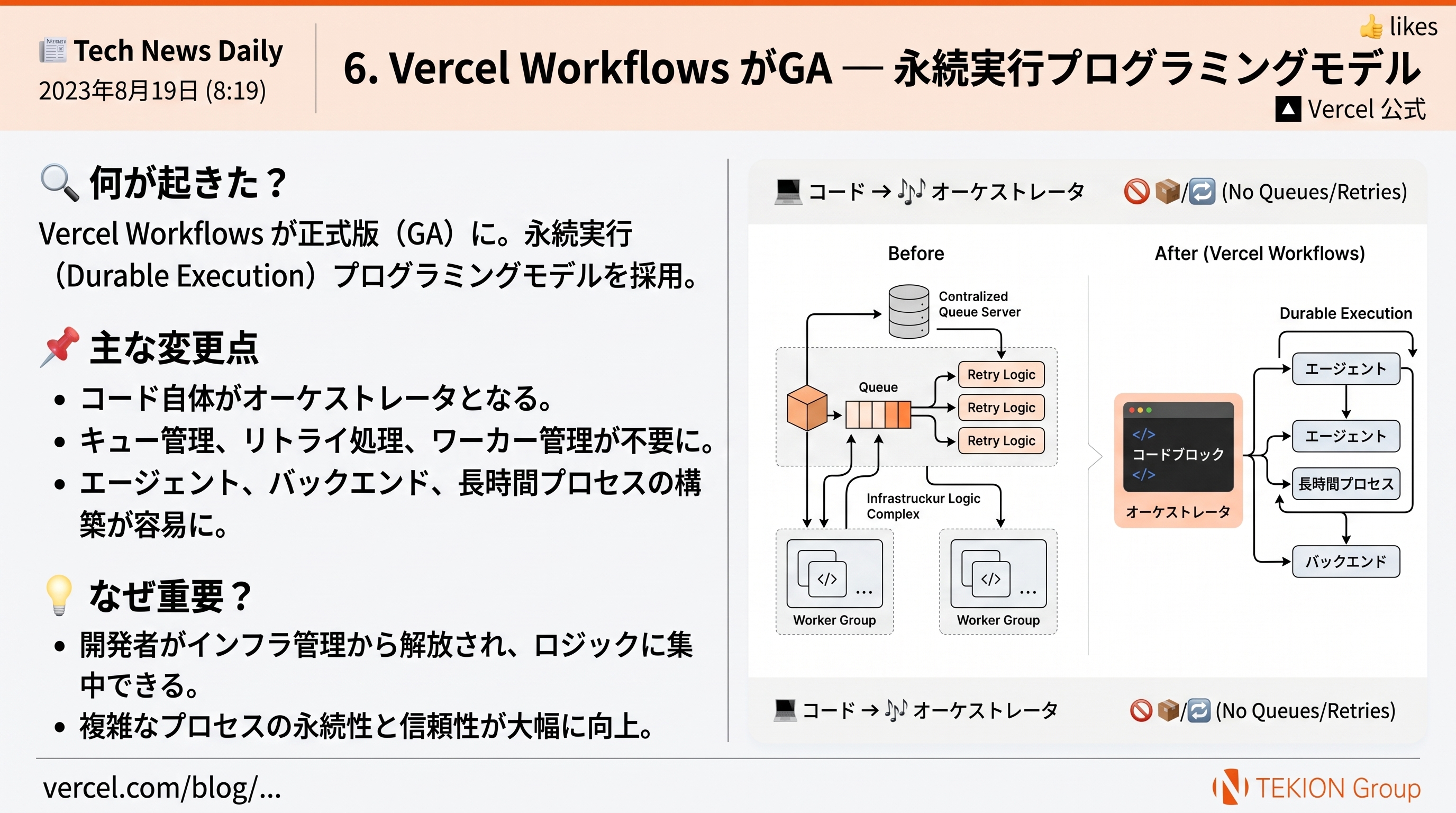 Vercel Workflows がGA — 永続実行プログラミングモデル