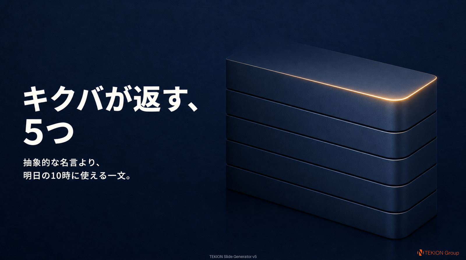 Slide 7 — キクバが返す、5つのアウトプット